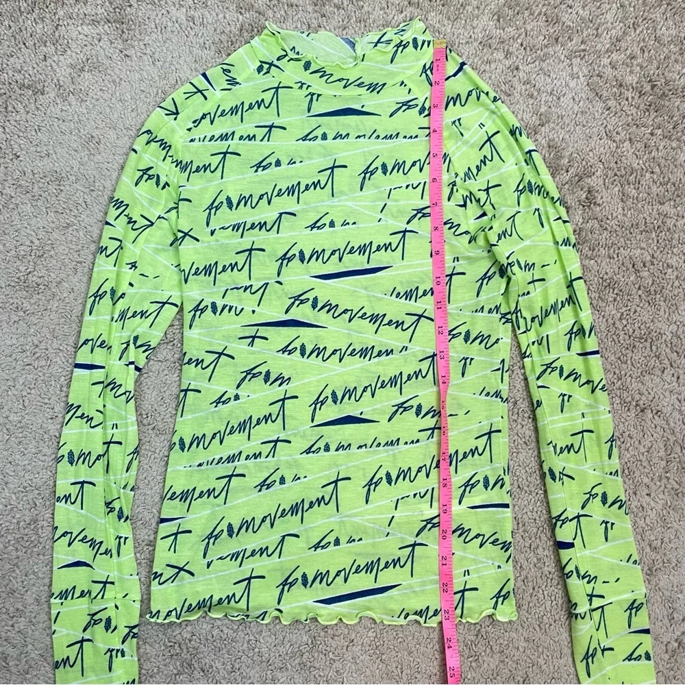 Free People Movement Mockneck High Jump Printed Logo Long Sleeve Top Medium